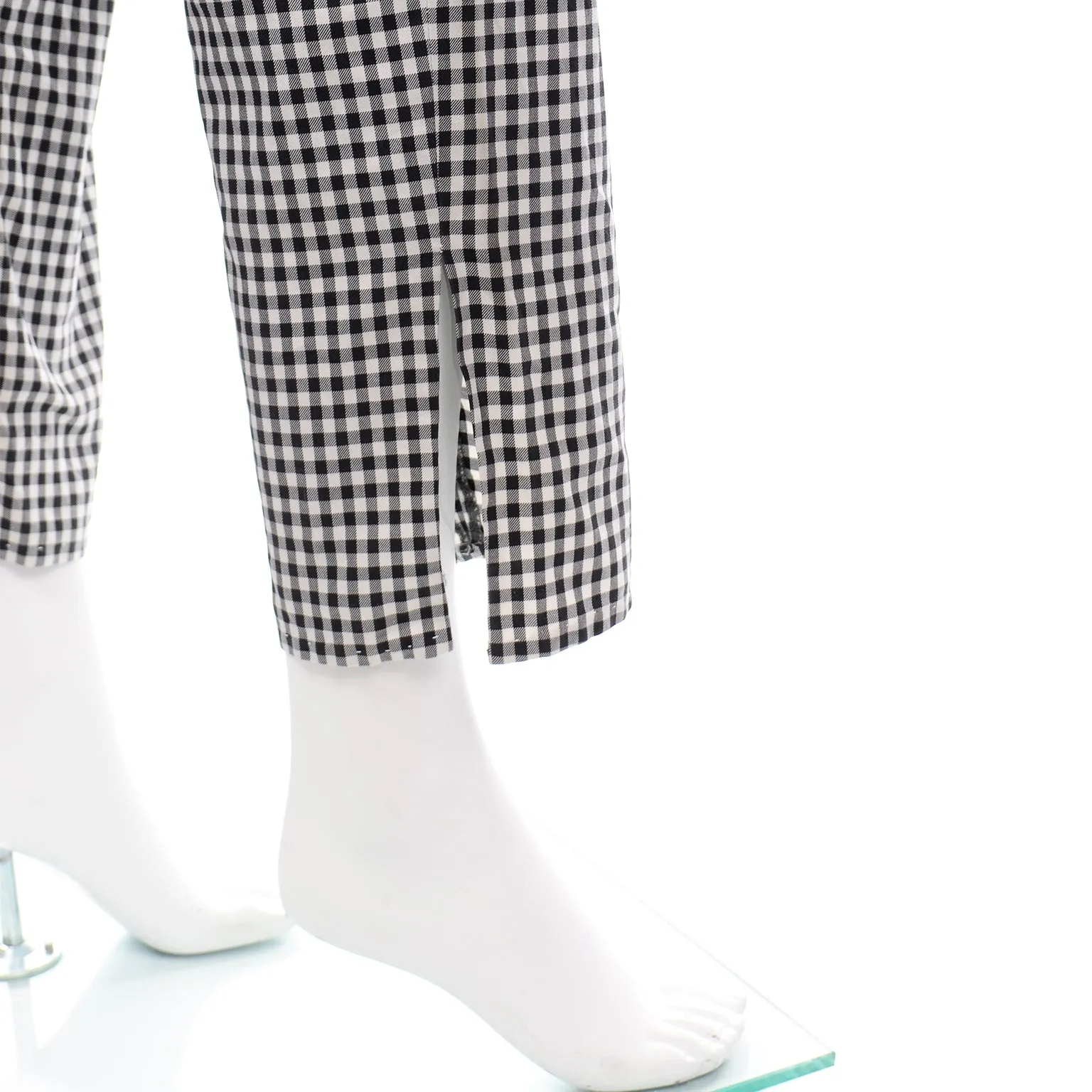 Margaretha Ley Escada 1980s Black & White Check Suit W Butterfly Jacket & Pants