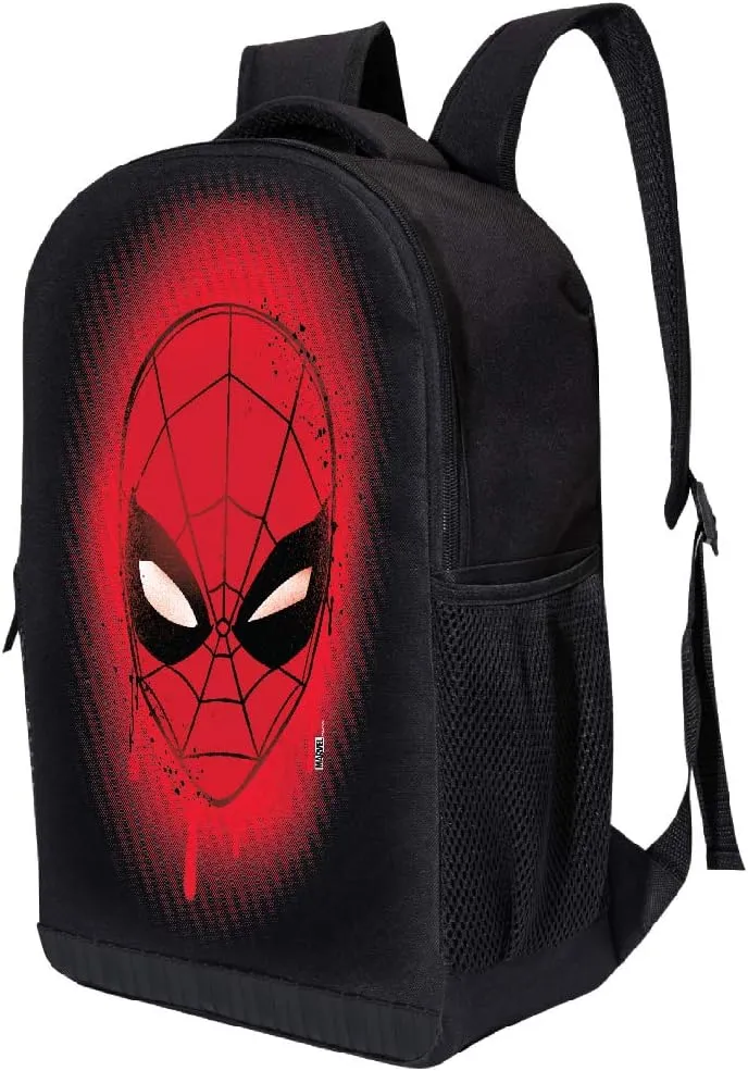 Marvel COMICS CLASSIC SPIDERMAN BACKPACK BLACK SPIDERMAN 18 INCH AIR MESH PADDED BAG (Spiderman Face)
