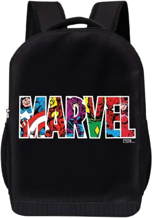 MARVEL COMICS CLASSIC SPIDERMAN BACKPACK - MARVEL BLACK SPIDERMAN 18 INCH AIR MESH PADDED BAG (Marvel Retro Logo)
