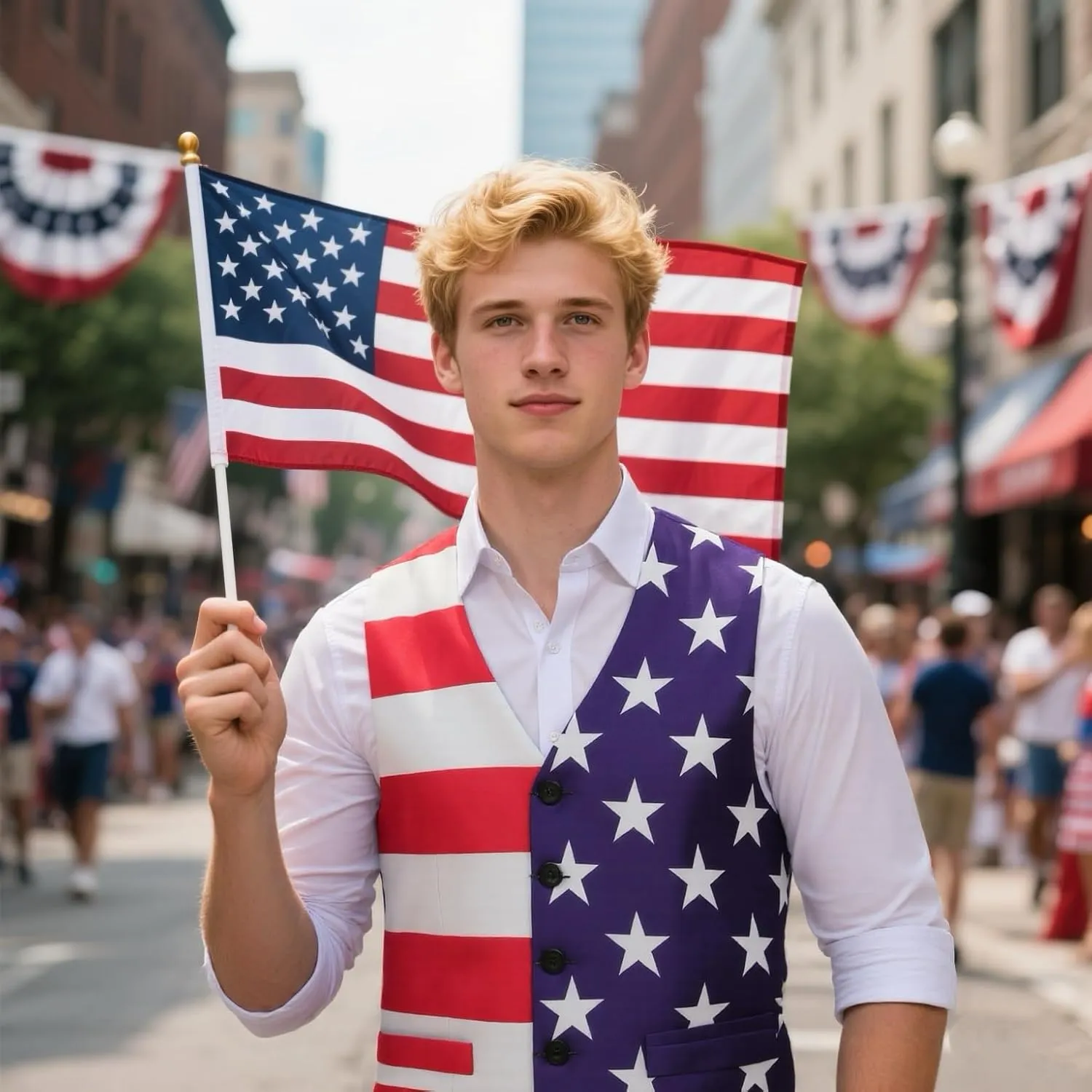 Men 4th of July Independence Day Vest Patriotic Top American Flag Suit Vest