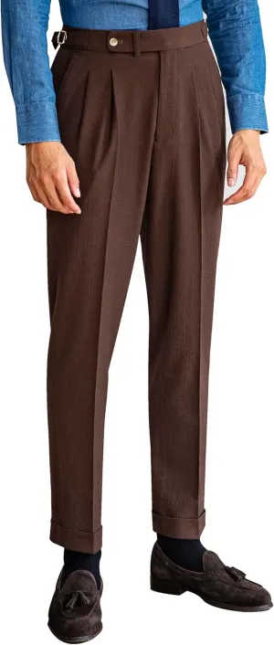 Men's Spring/Summer Thin Style Bubble Fabric Classic Gurkha Naples Italian Old Money Style Dress Pants