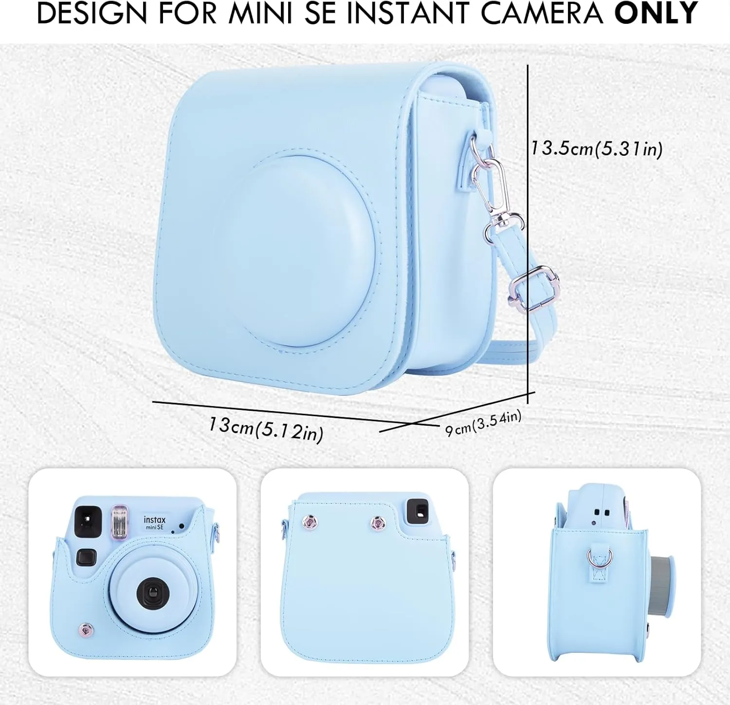 Mini SE Camera Case, Protective Case Compatible with Fujifilm Instax Mini SE/7  Instant Camera, for Instax Mini SE Cover with Shoulder Strap - Sky Blue