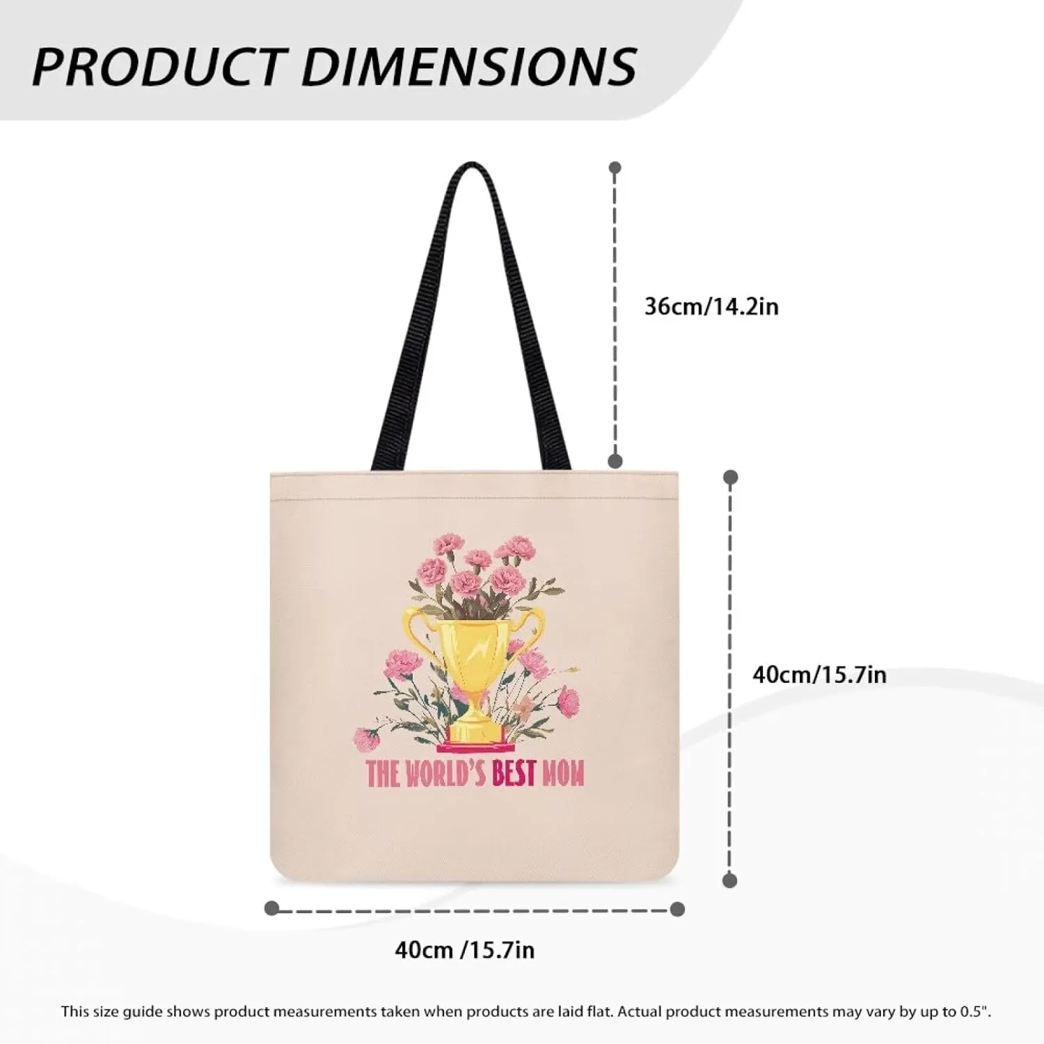Mother's Day Tote BagReusable Handbag with Festive Mother's Day Artfor Shopping Sports Beach