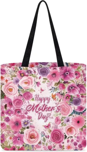 Mother's Day Tote BagReusable Handbag with Festive Mother's Day Artfor Shopping Sports Beach