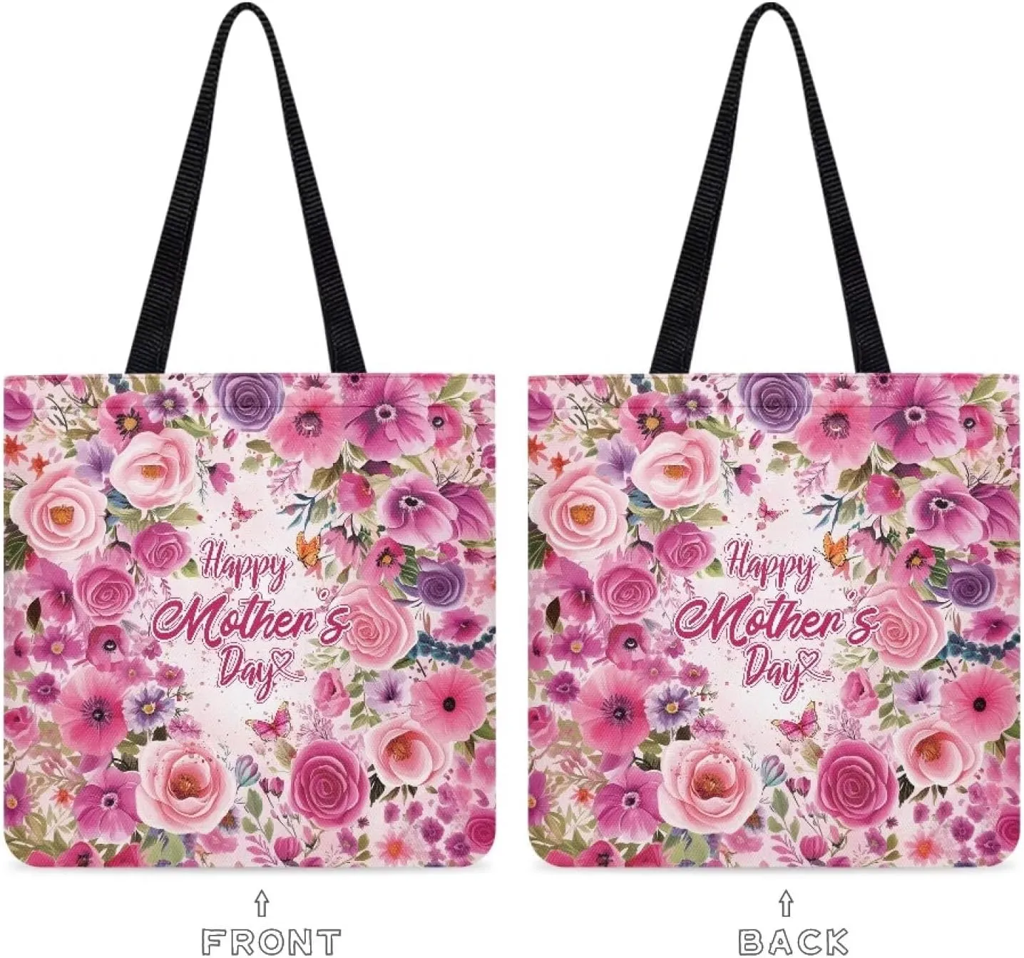 Mother's Day Tote BagReusable Handbag with Festive Mother's Day Artfor Shopping Sports Beach
