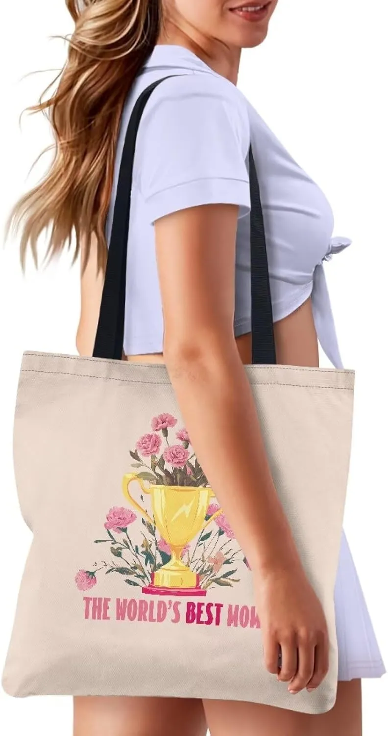 Mother's Day Tote BagReusable Handbag with Festive Mother's Day Artfor Shopping Sports Beach