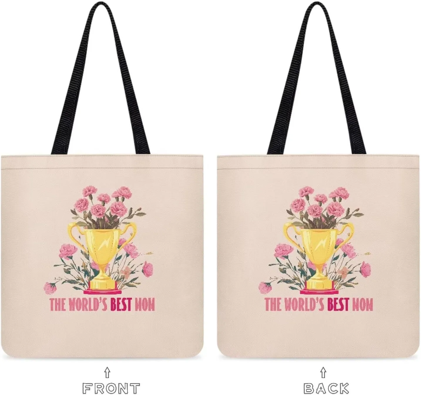 Mother's Day Tote BagReusable Handbag with Festive Mother's Day Artfor Shopping Sports Beach