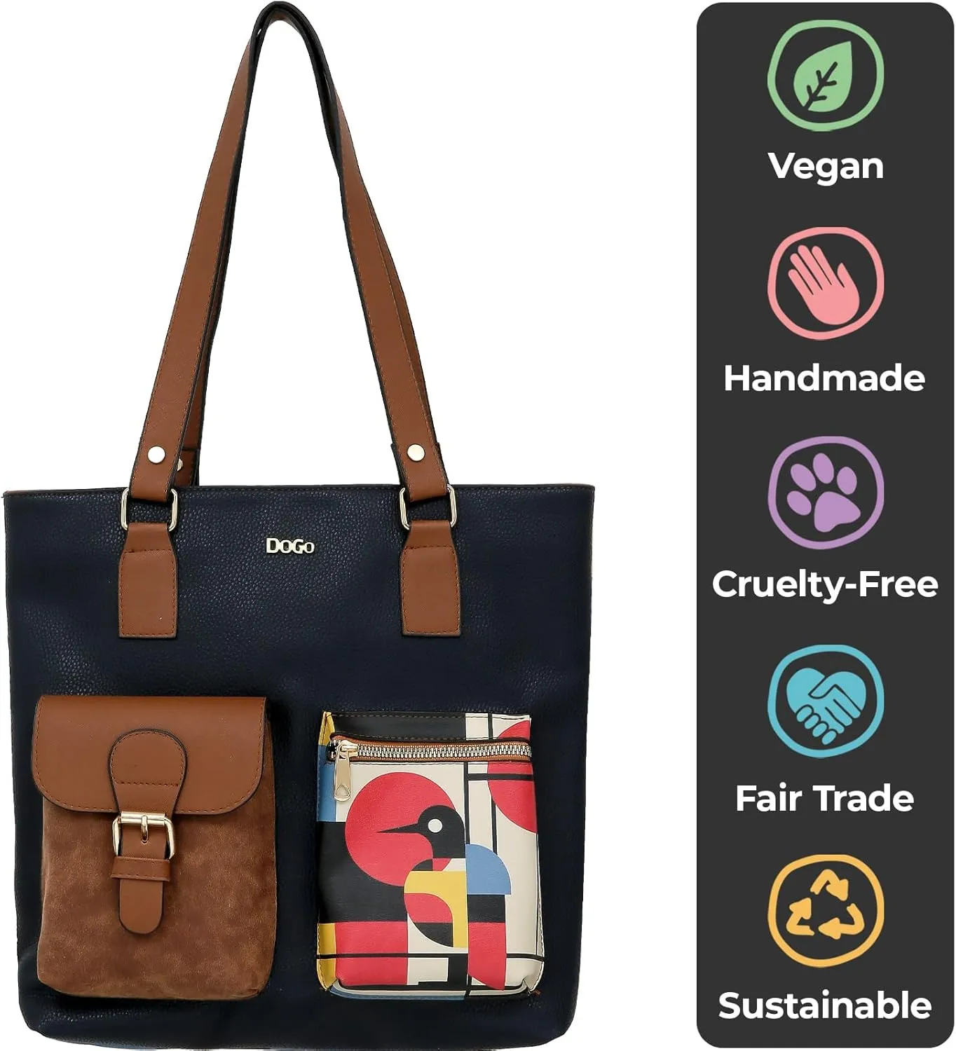 Multi Pocket Shoulder Bags for Women - Vegan Leather and Unique Design Handmade Womens Bags