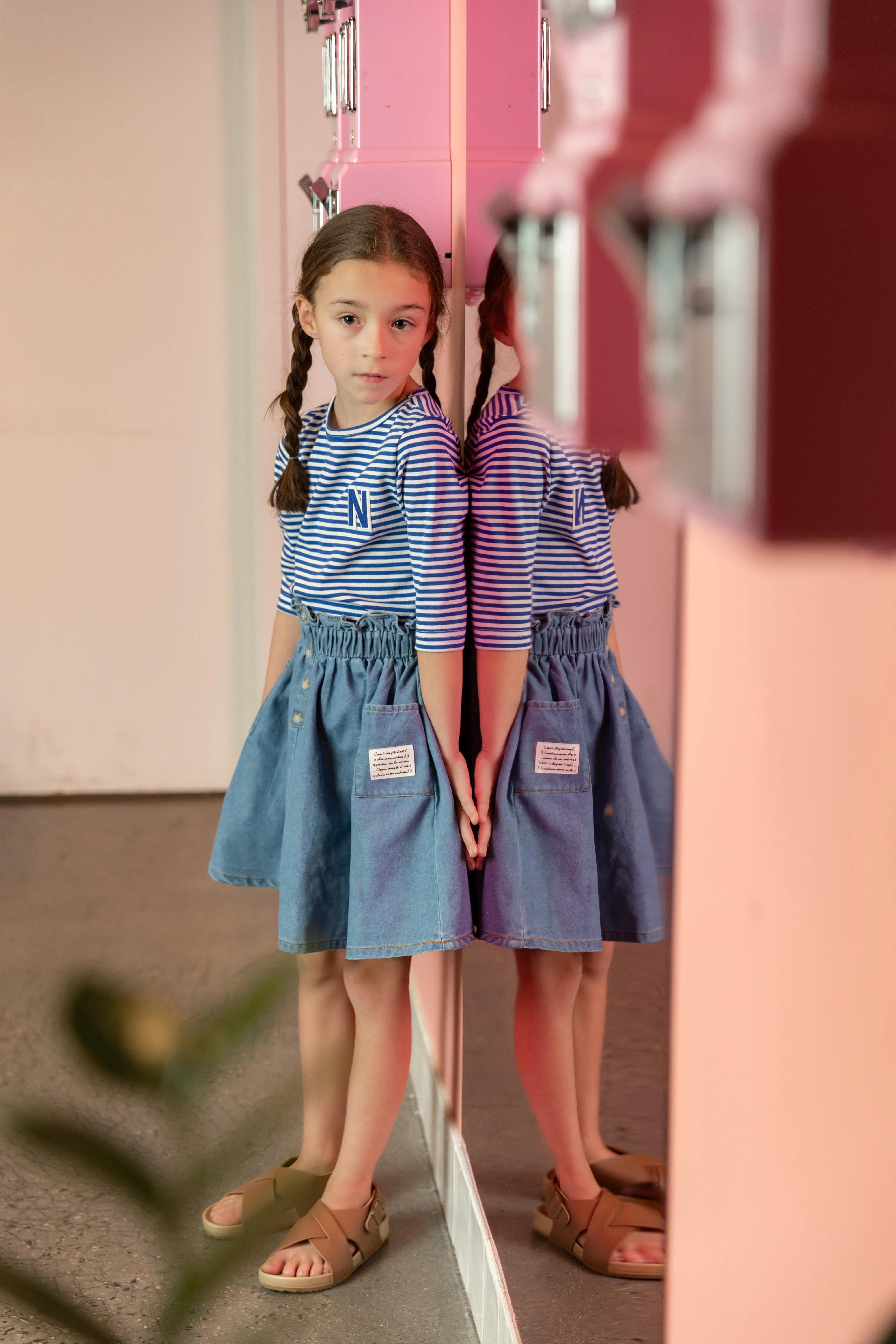 Nou Nelle N-Striped Tee Blue 3/4 Sleeve