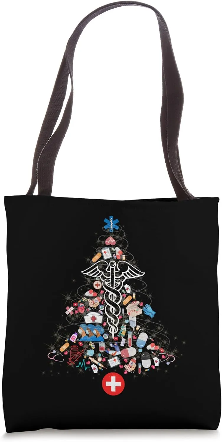 Nurse Christmas Tree Medical ICU Doctor Holidays Tote Bag