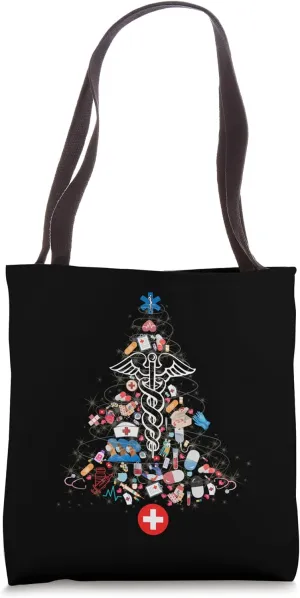 Nurse Christmas Tree Medical ICU Doctor Holidays Tote Bag