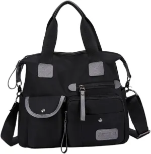 Nylon Handbag Hand Carry Bag Black Saddle Bag Purse for Women Fashion Unique Design