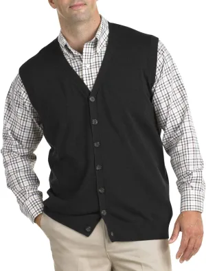 Oak Hill by DXL Big and Tall Button-Front Sweater Vest