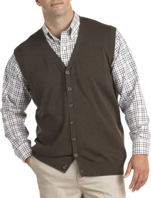 Oak Hill by DXL Big and Tall Button-Front Sweater Vest