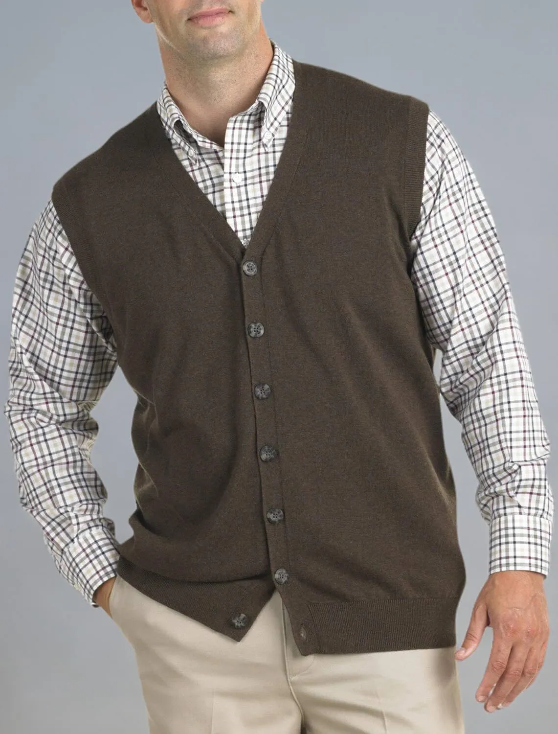 Oak Hill by DXL Big and Tall Button-Front Sweater Vest