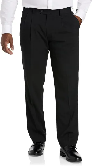Oak Hill by DXL Men's Big and Tall Waist-Relaxer Pleated Suit Pants Charcoal 60 x 30