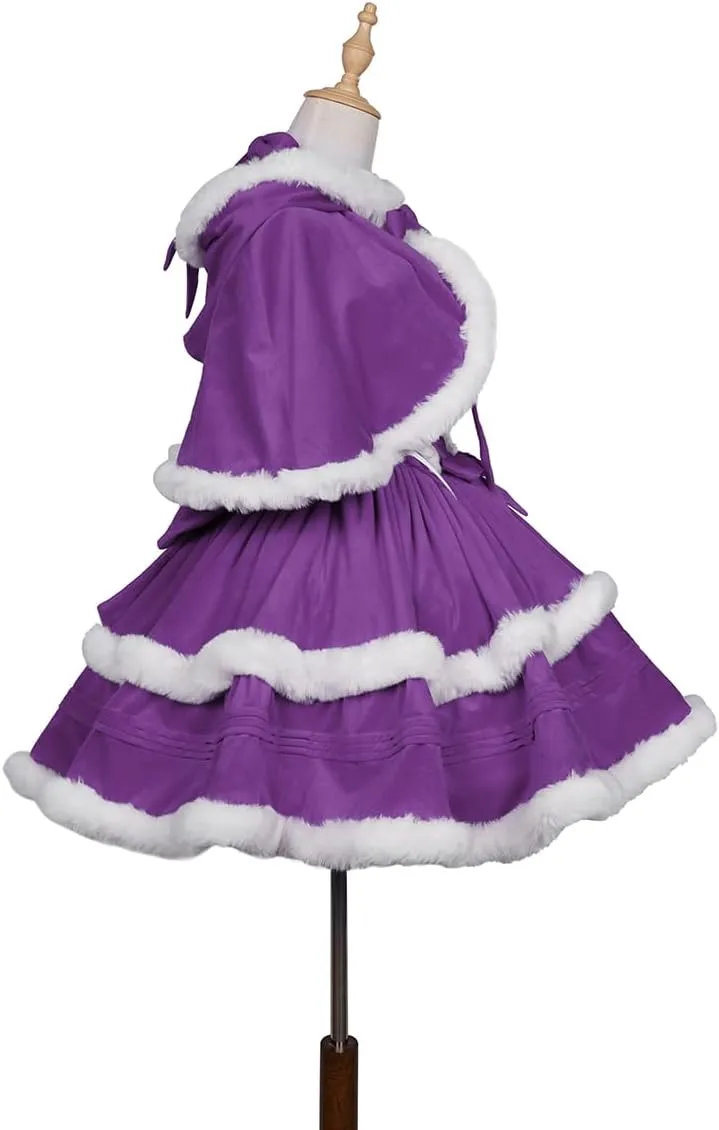 Oiefeen Women's Christmas Dress Skirt and Hooded Cloak Match