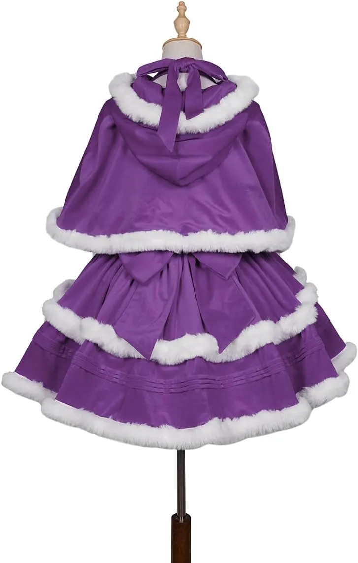 Oiefeen Women's Christmas Dress Skirt and Hooded Cloak Match