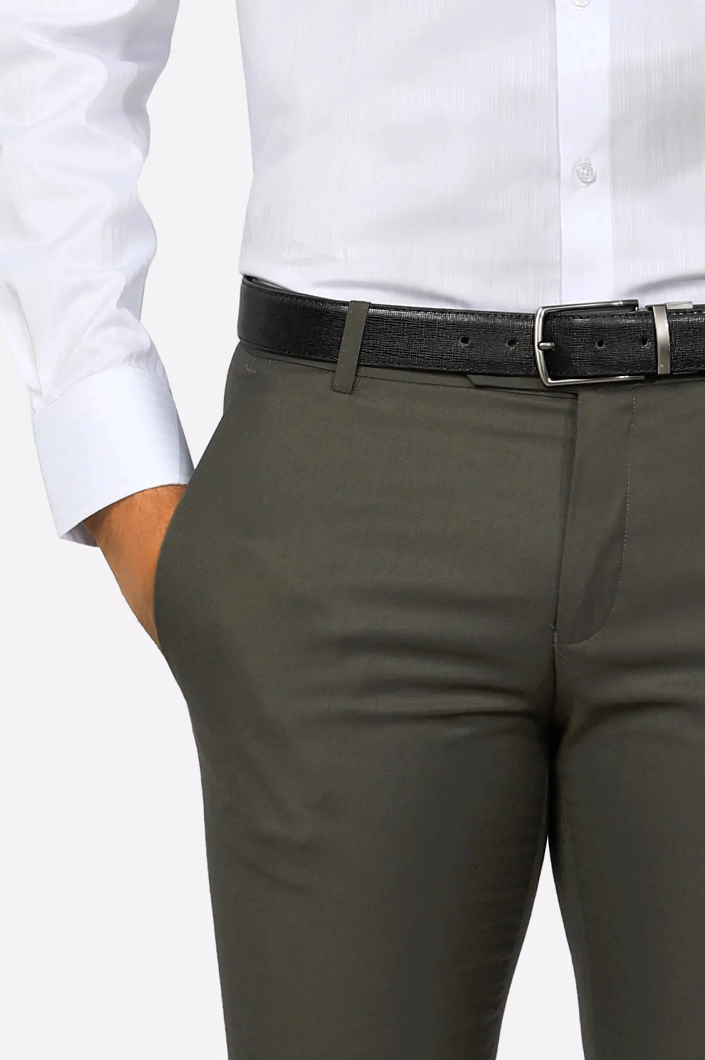 Olive Slim Fit Formal Trouser