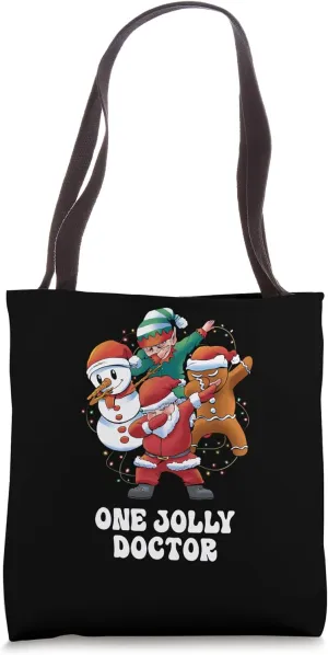 One Jolly Doctor Dabbing Santa Christmas Tote Bag