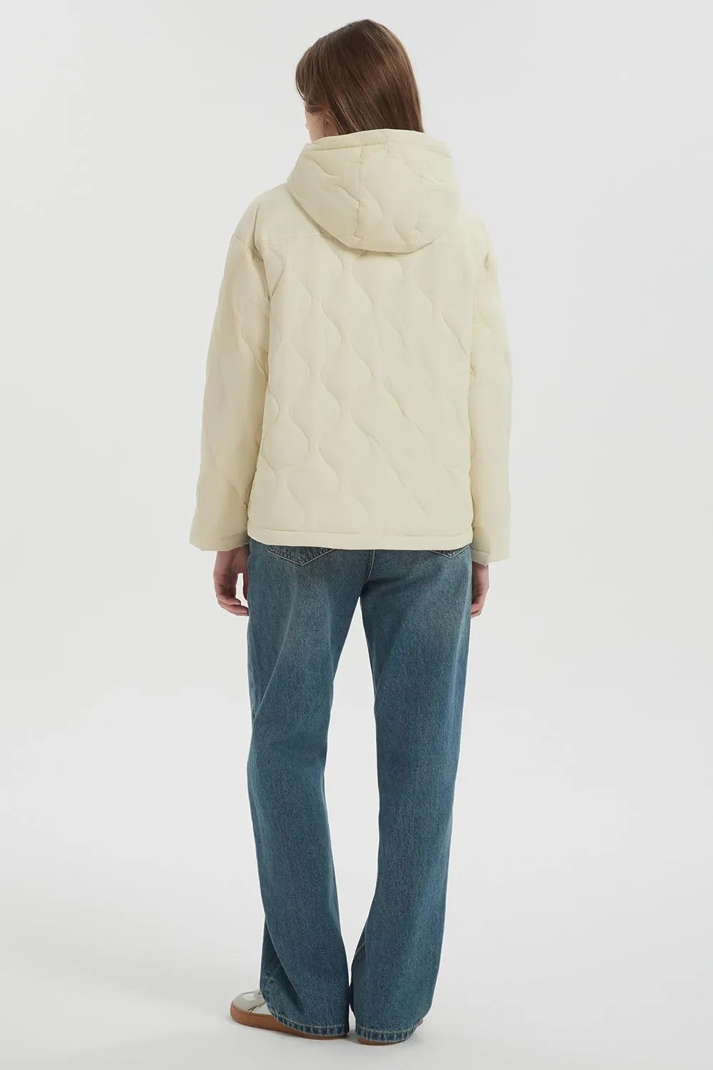 Orolay Women's Quilted Puffer Jacket Half Zip Water Repellent Pullover Winter Warm Hoodies Coat with Pockets