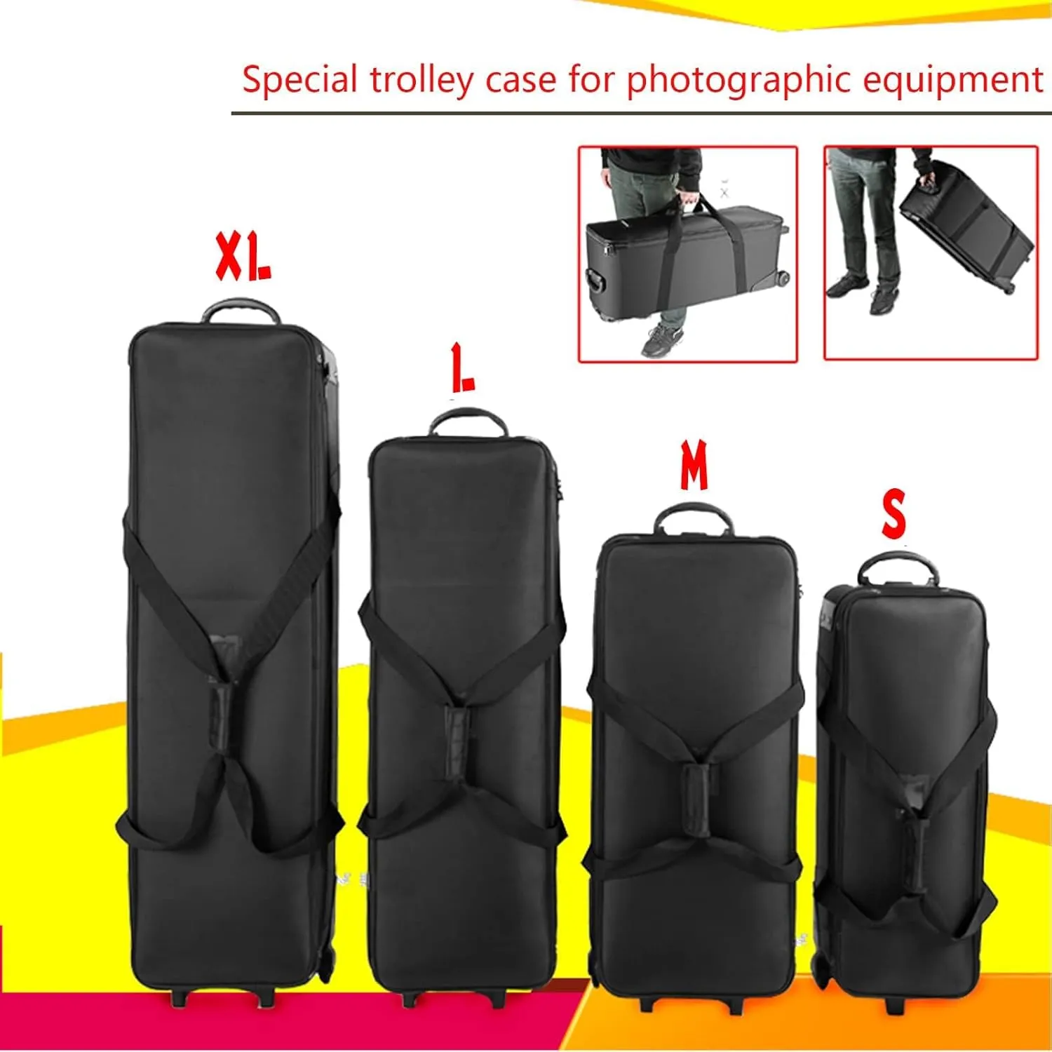 Photo Studio Equipment Trolley Case - Premium Carry Bag with Wheels, Padded Compartment | Organize Light Stands, Tripods, Strobe Lights & Accessories with Ease!