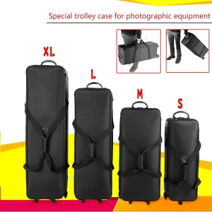 Photo Studio Equipment Trolley Case - Premium Carry Bag with Wheels, Padded Compartment | Organize Light Stands, Tripods, Strobe Lights & Accessories with Ease!