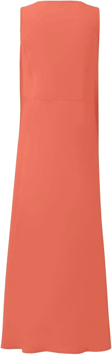 Plus Size Summer Dresses for Women 2025, Sleeveless Casual Cotten Linen Maxi Dress Hawaii Tropical Beach Tank Dress