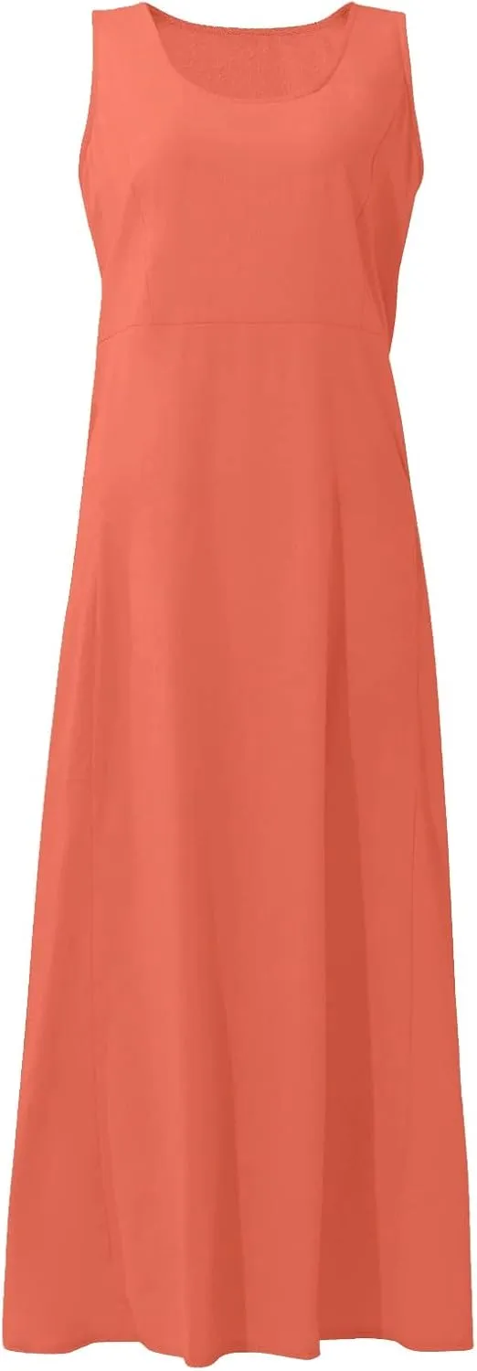 Plus Size Summer Dresses for Women 2025, Sleeveless Casual Cotten Linen Maxi Dress Hawaii Tropical Beach Tank Dress