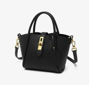 Popular Large Bag Genuine Leather Women's Bag Bucket Bag Work Handbag Messenger Bag High-end(Khaki)