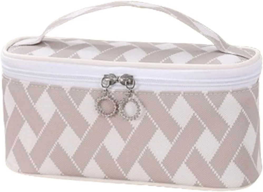Portable Makeup Bag With Large StoragExquisite And High End Travel Storage Box Wash Bag Home Waterproof Toiletry Bag (beige)