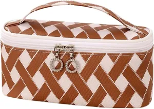 Portable Makeup Bag With Large StoragExquisite And High End Travel Storage Box Wash Bag Home Waterproof Toiletry Bag (coffee)