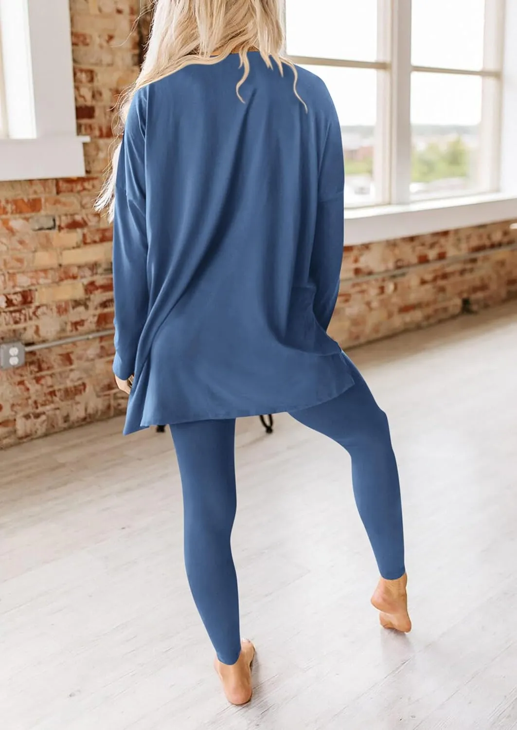 PRETTYGARDEN Women's 2 Piece Outfits Casual Long Sleeve Tunic Tops Legging Pants Matching Lounge Sets Sweatsuits