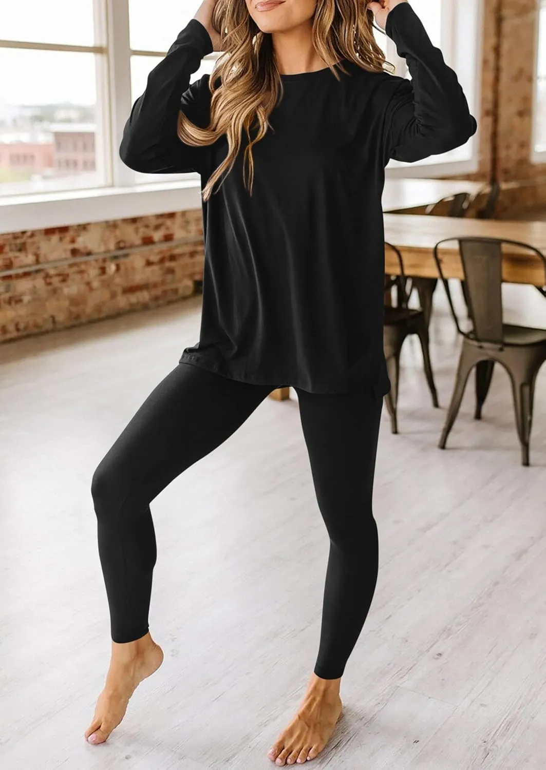 PRETTYGARDEN Women's 2 Piece Outfits Casual Long Sleeve Tunic Tops Legging Pants Matching Lounge Sets Sweatsuits