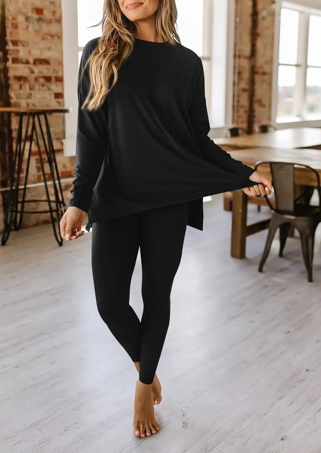PRETTYGARDEN Women's 2 Piece Outfits Casual Long Sleeve Tunic Tops Legging Pants Matching Lounge Sets Sweatsuits