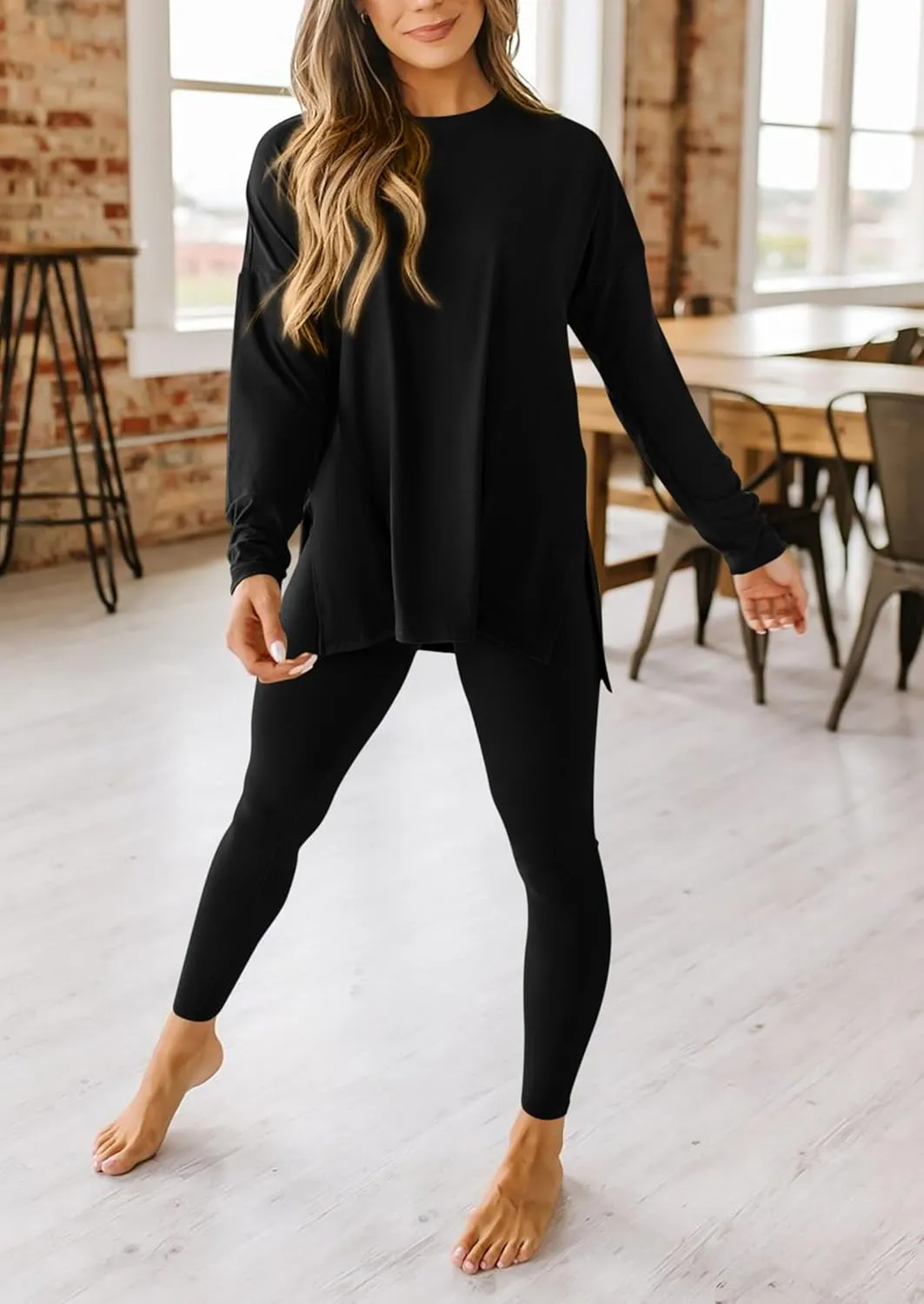 PRETTYGARDEN Women's 2 Piece Outfits Casual Long Sleeve Tunic Tops Legging Pants Matching Lounge Sets Sweatsuits