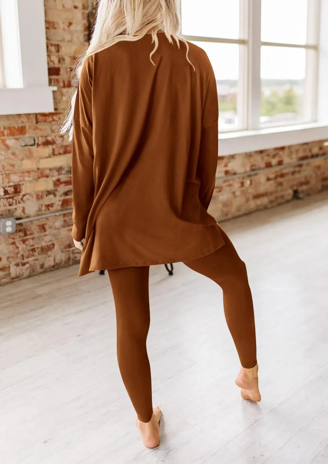 PRETTYGARDEN Women's 2 Piece Outfits Casual Long Sleeve Tunic Tops Legging Pants Matching Lounge Sets Sweatsuits