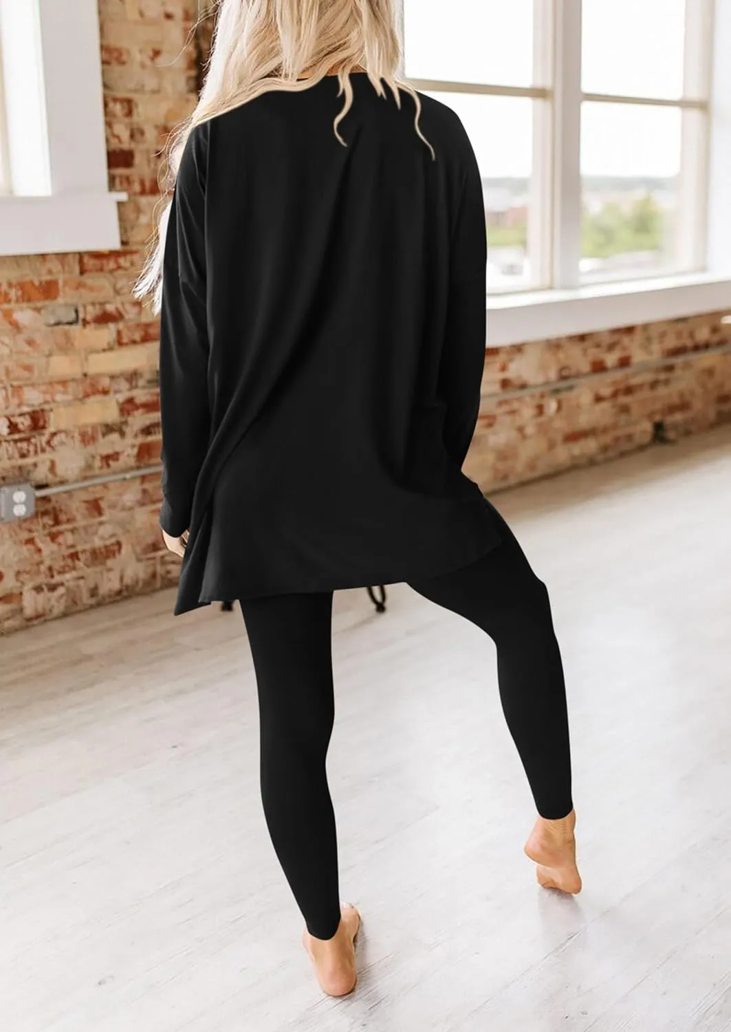 PRETTYGARDEN Women's 2 Piece Outfits Casual Long Sleeve Tunic Tops Legging Pants Matching Lounge Sets Sweatsuits