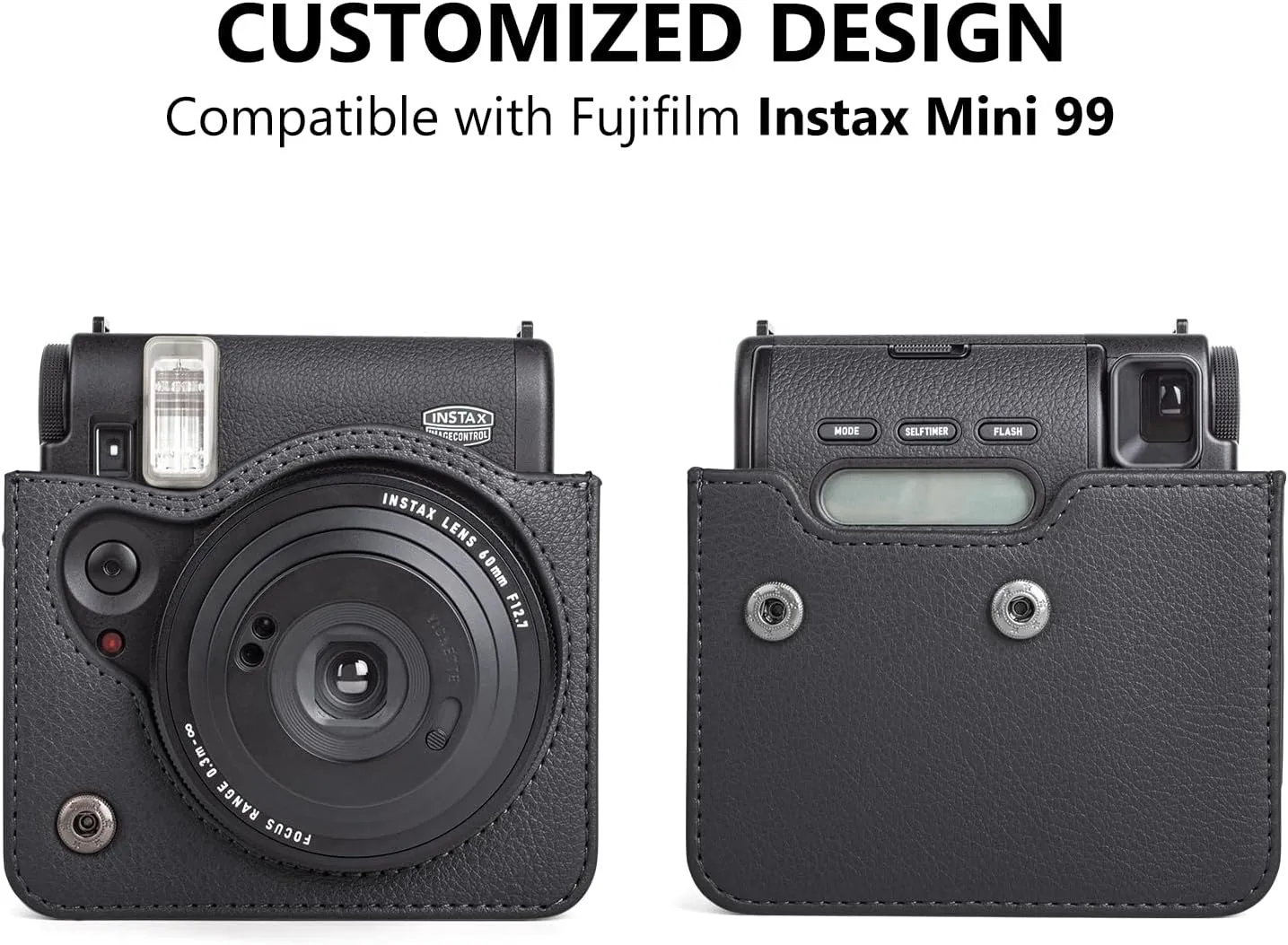 Protective Carry Case Compatible with Fujifilm Instax Mini 99 Instant Camera, Instax Mini 99 Retro Case/Cover with Adjustable Strap - Black