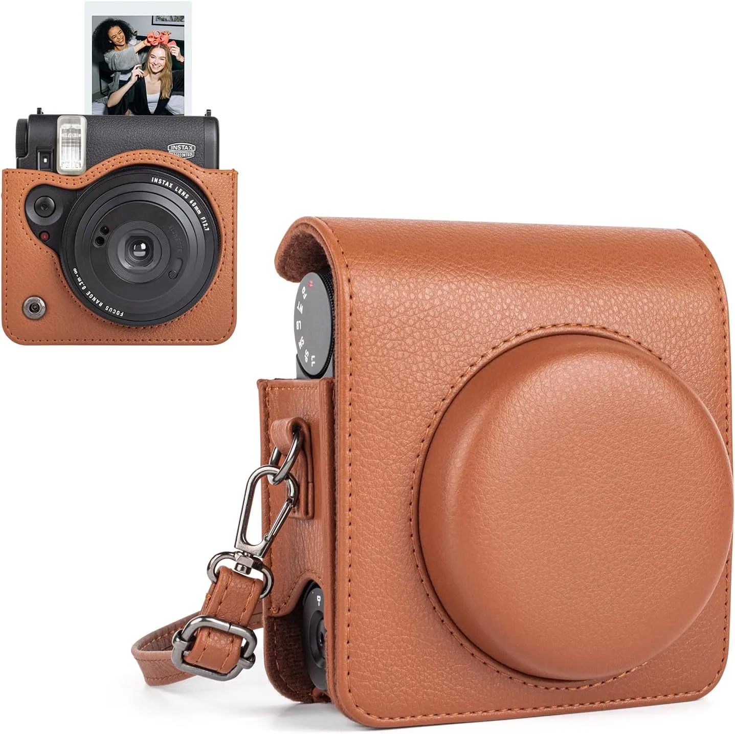 Protective Carry Case Compatible with Fujifilm Instax Mini 99 Instant Camera, Instax Mini 99 Retro Case/Cover with Adjustable Strap - Brown