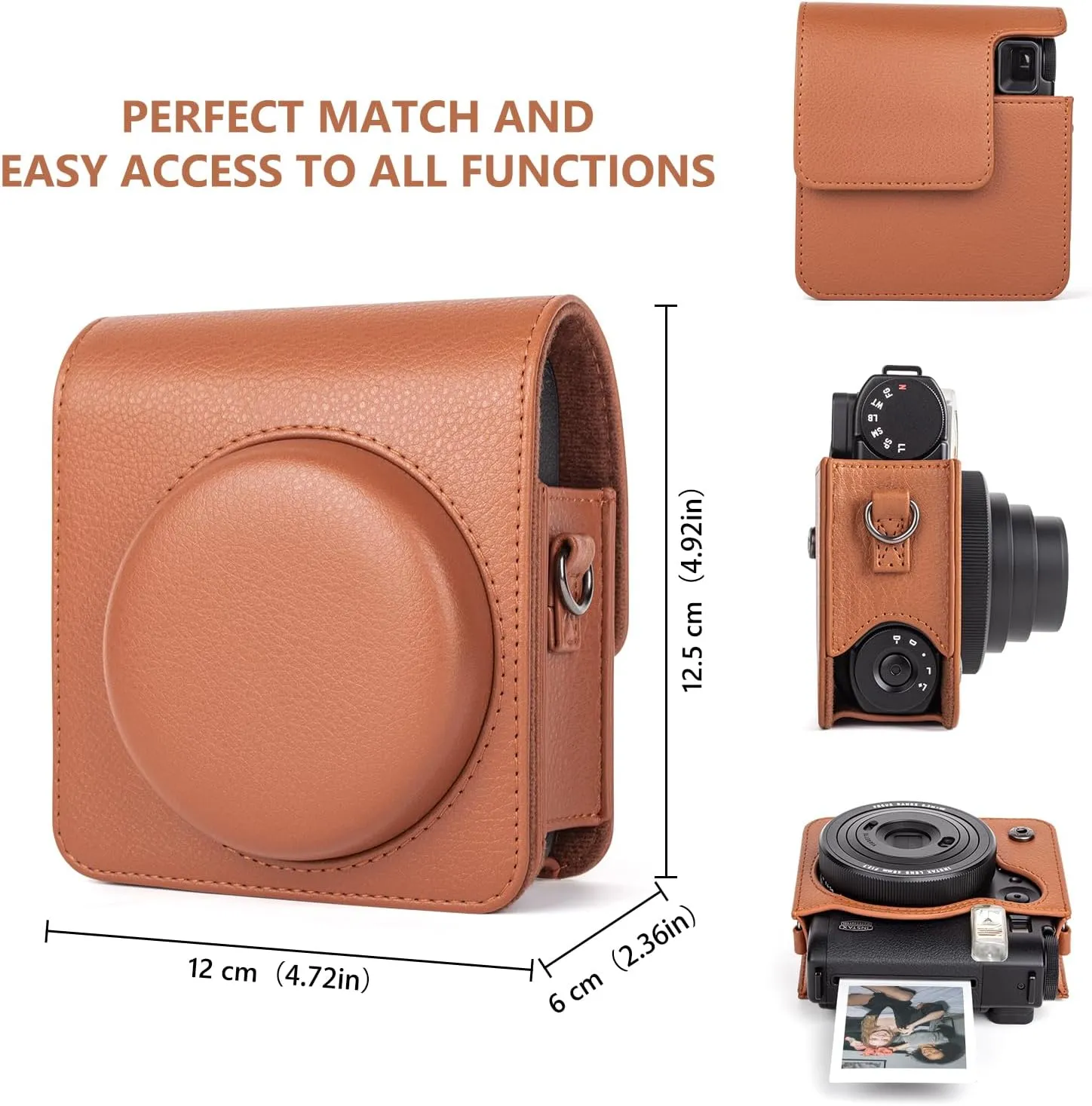 Protective Carry Case Compatible with Fujifilm Instax Mini 99 Instant Camera, Instax Mini 99 Retro Case/Cover with Adjustable Strap - Brown