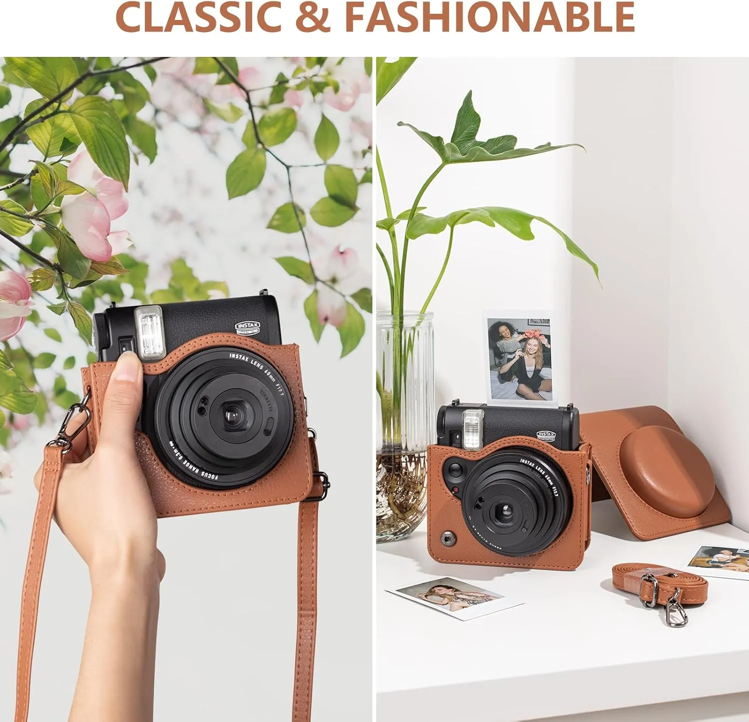 Protective Carry Case Compatible with Fujifilm Instax Mini 99 Instant Camera, Instax Mini 99 Retro Case/Cover with Adjustable Strap - Brown