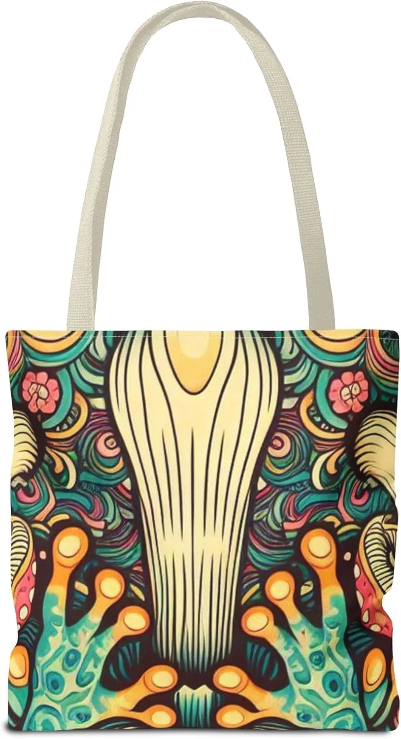 Psychedelic Frog Tote Bag  Trippy Hippy Style Eco-Friendly Reusable Shopping Bag for Women