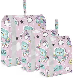 Purple Cloud Owls Packing Cubes Set of 3, Lightweight Travel Luggage Organizers Foldable Bags for Easy Packing and Organization