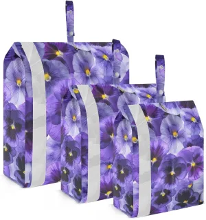 Purple Violet Flowers Packing Cubes Set of 3, Lightweight Travel Luggage Organizers Foldable Bags for Easy Packing and Organization