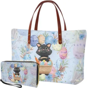 Purse and Wallet Set for Women Lady, Large Top Handle Purse Tote Bag Satchel Purse Shoulder Bag with Leather Wallet