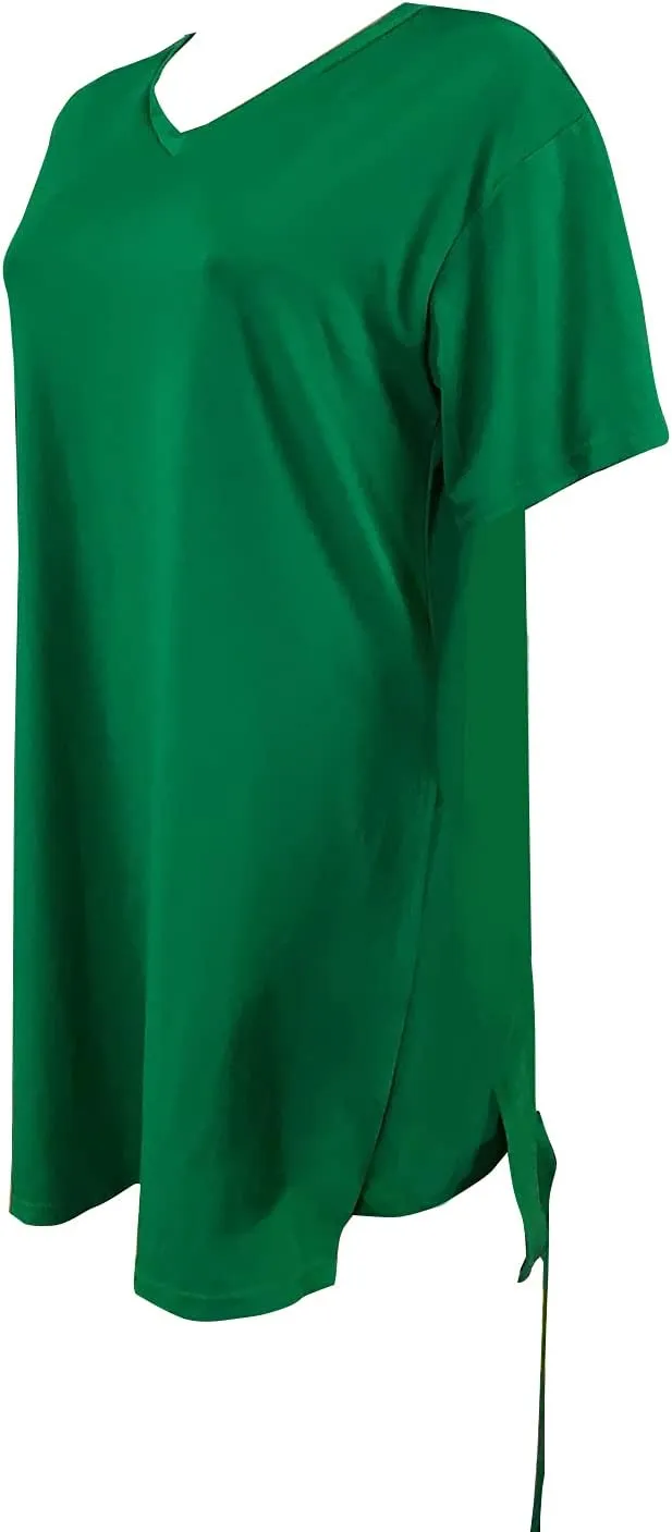 qfmqkpi Womens Casual 2 Piece Outfits V Neck Side Split Tops and Shorts Set Tracksuit