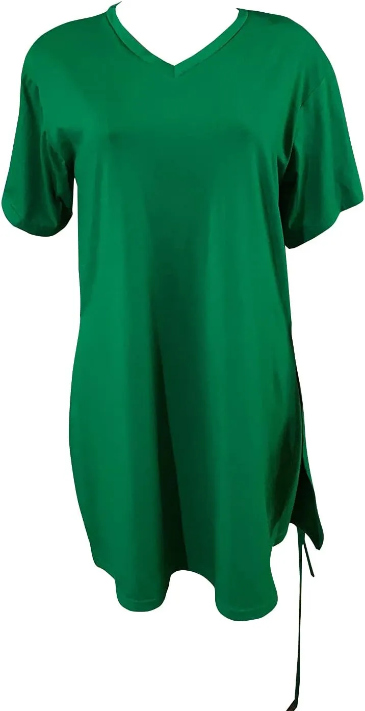 qfmqkpi Womens Casual 2 Piece Outfits V Neck Side Split Tops and Shorts Set Tracksuit