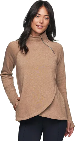 RBX Activewear Women's Fleece Sweatshirt Fashion Pullover With Pockets, Zip Mock Neck and Thumb Holes