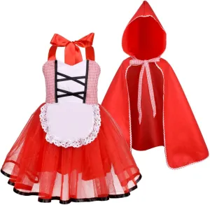 Red Dress Cape Photo Props Dress and Cloak for Themed Party Festival Masquerade